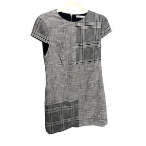 Alice + Olivia Coley Plaid Contrast Shift Mini Dress Size 4 Business Cocktail